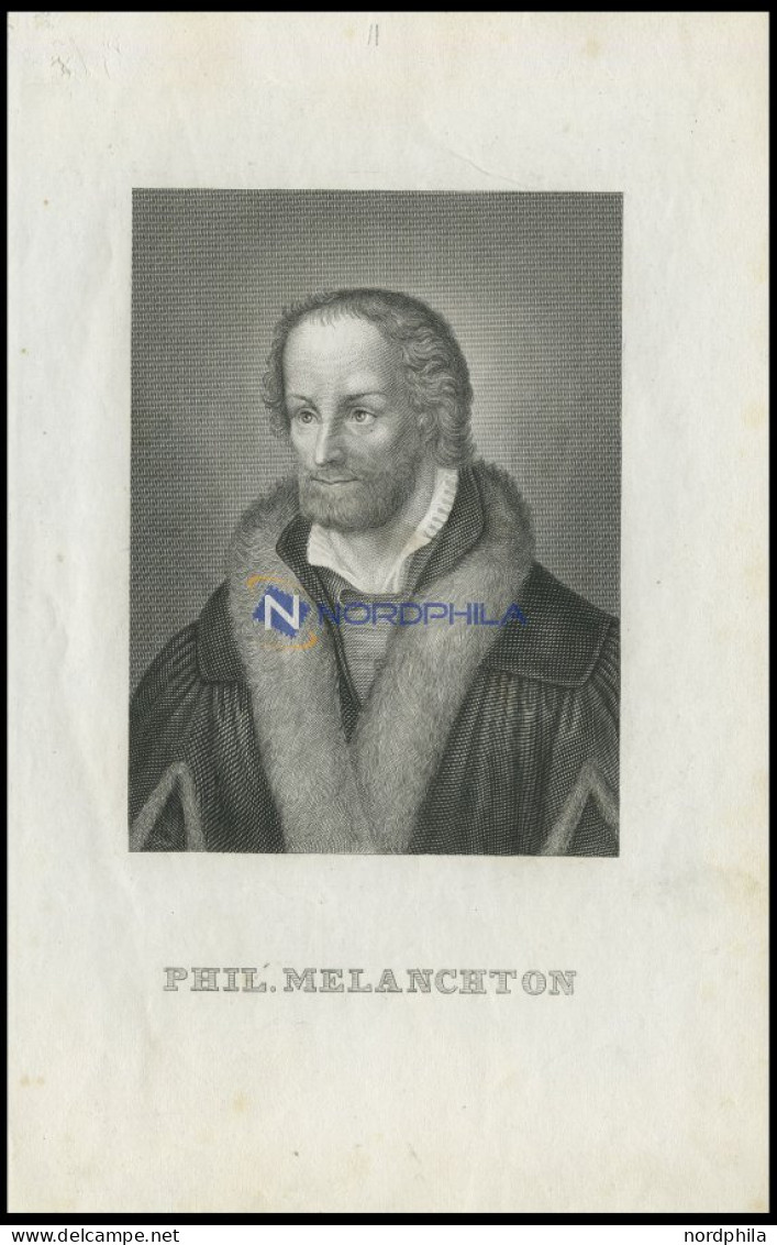 Phil. Melanchton, Stahlstich Von B.I. Um 1840 - Lithografieën