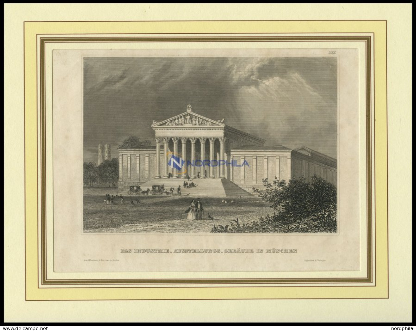 MÜNCHEN: Das Industrieausstellungsgebäude, Stahlstich Von B.I. Um 1840 - Estampes & Gravures