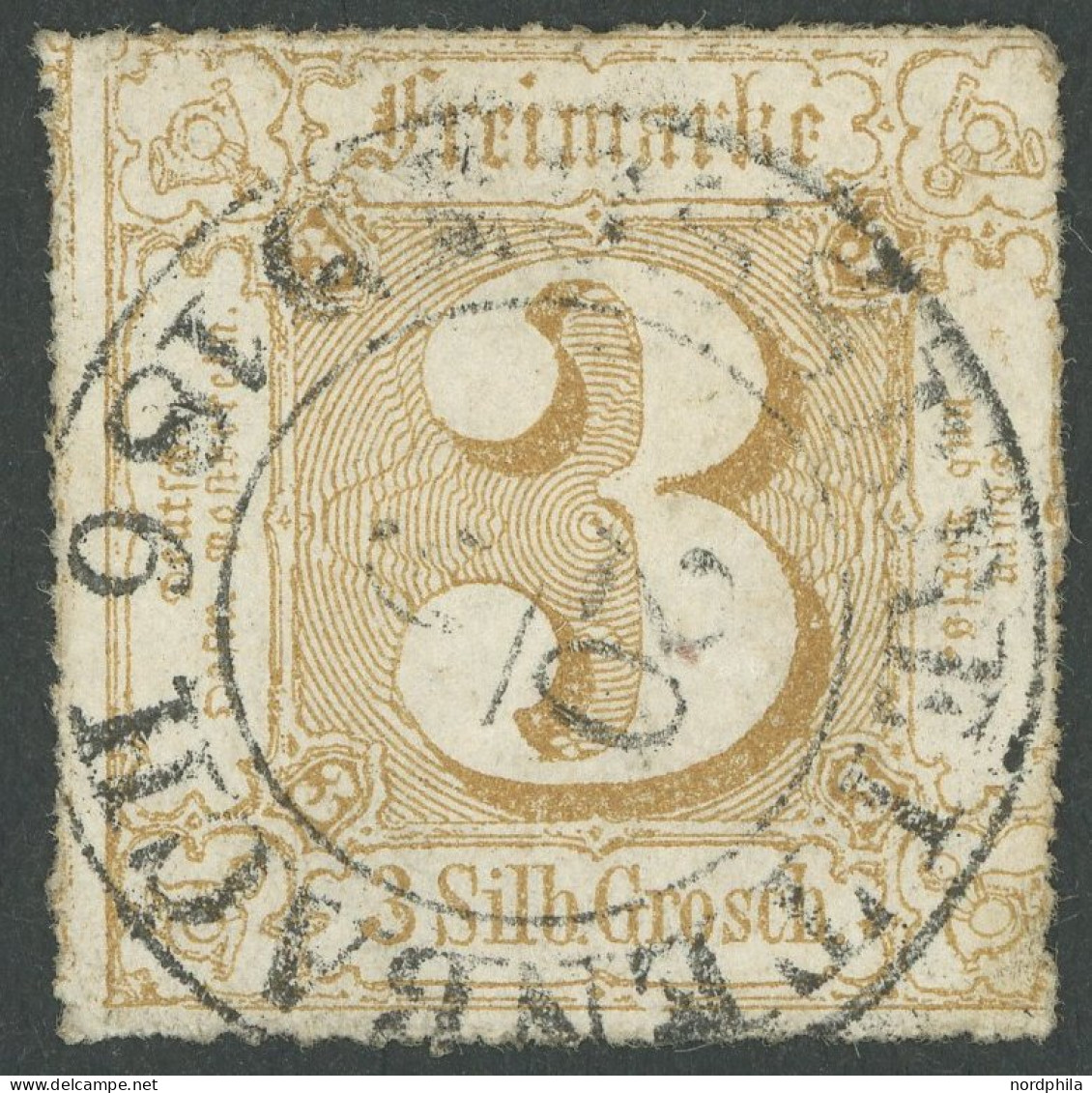 THURN Und TAXIS 40 O, 1865, 3 Sgr. Mittelbraunocker, Zentrischer K2 GROSSBREITENBACH, Pracht - Gebraucht