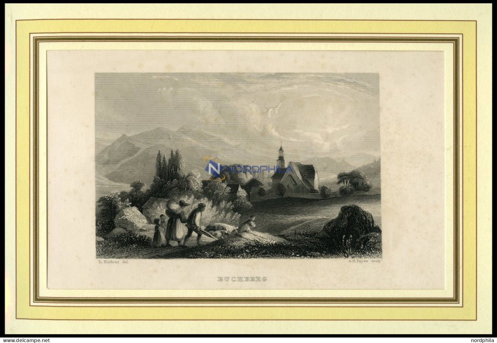 BUCHBERG, Gesamtansicht, Stahlstich Von Richter/Payne Um 1840 - Litografia