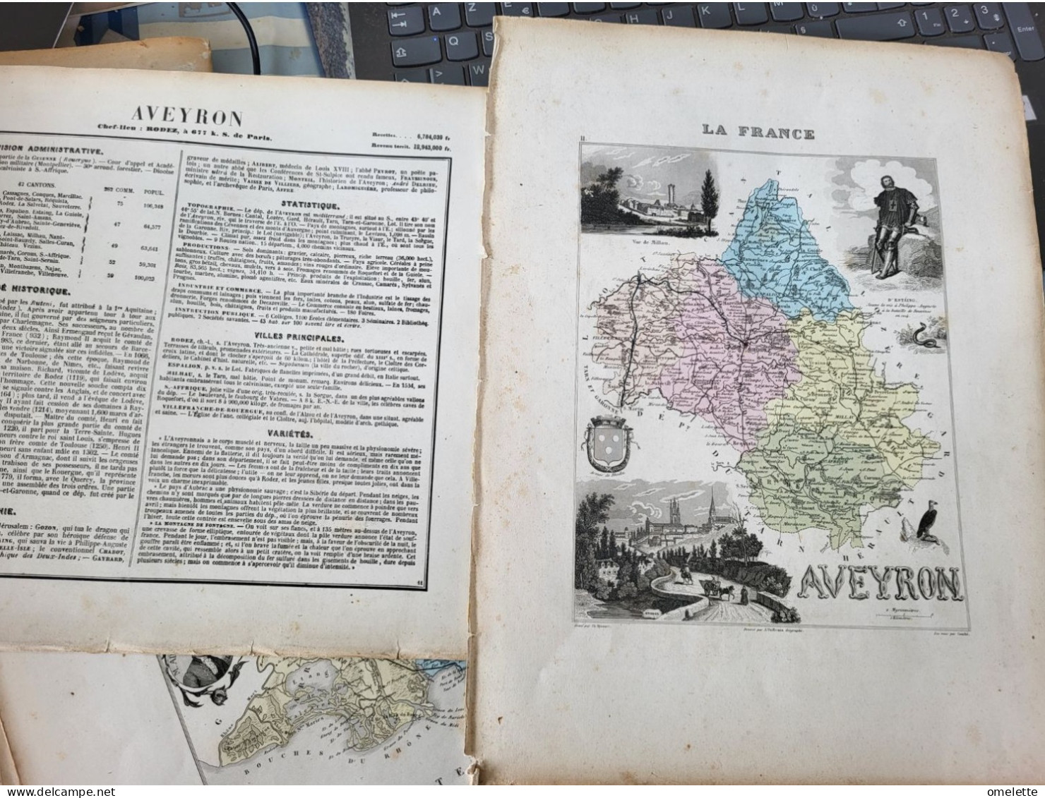 AVEYRON/DIVISION ADMINISTRATIVE/ABREGE HISTORIQUE/BIOGRAPHIE/STATISTIQUE/VILLES PRINCIPALES/VARIETES - Cartes Géographiques