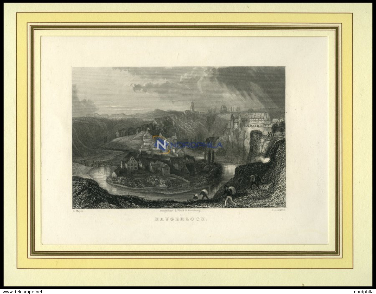 HAYGERLOCH, Gesamtansicht, Stahlstich Von Mayer/Davis Um 1840 - Stiche & Gravuren