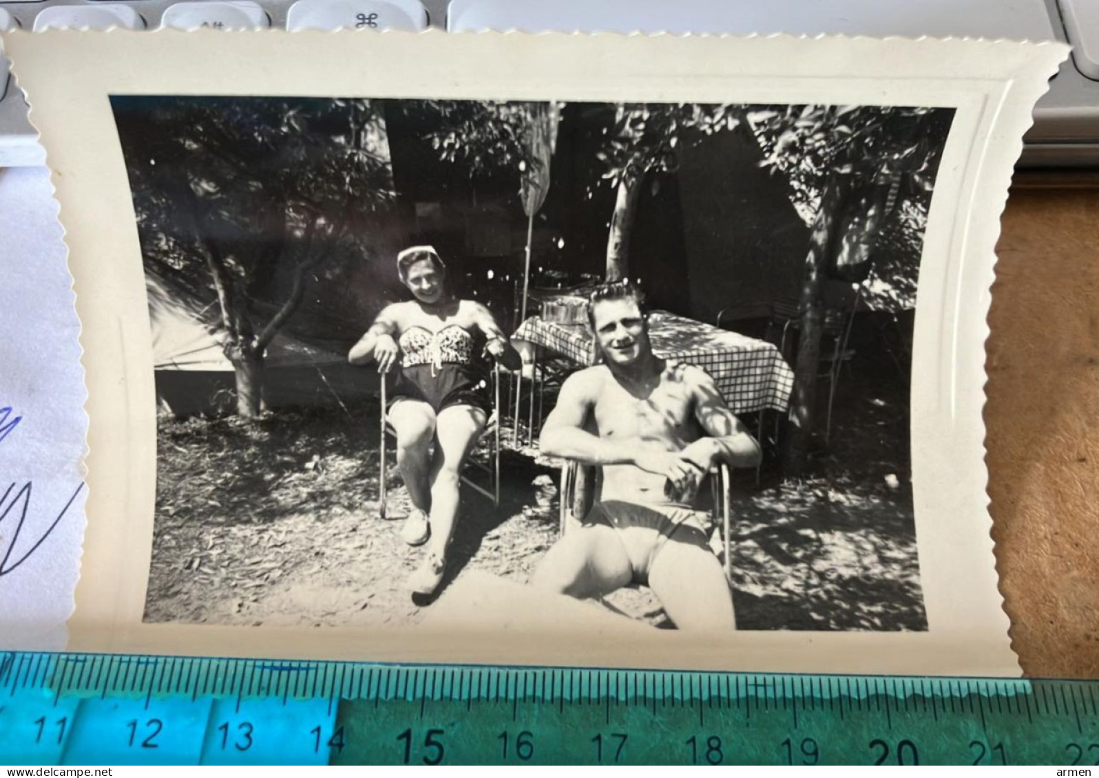 REAL PHOTO - PIN UP PLAGE, CAMPING  HOMME TORSE NU - Pin-Ups