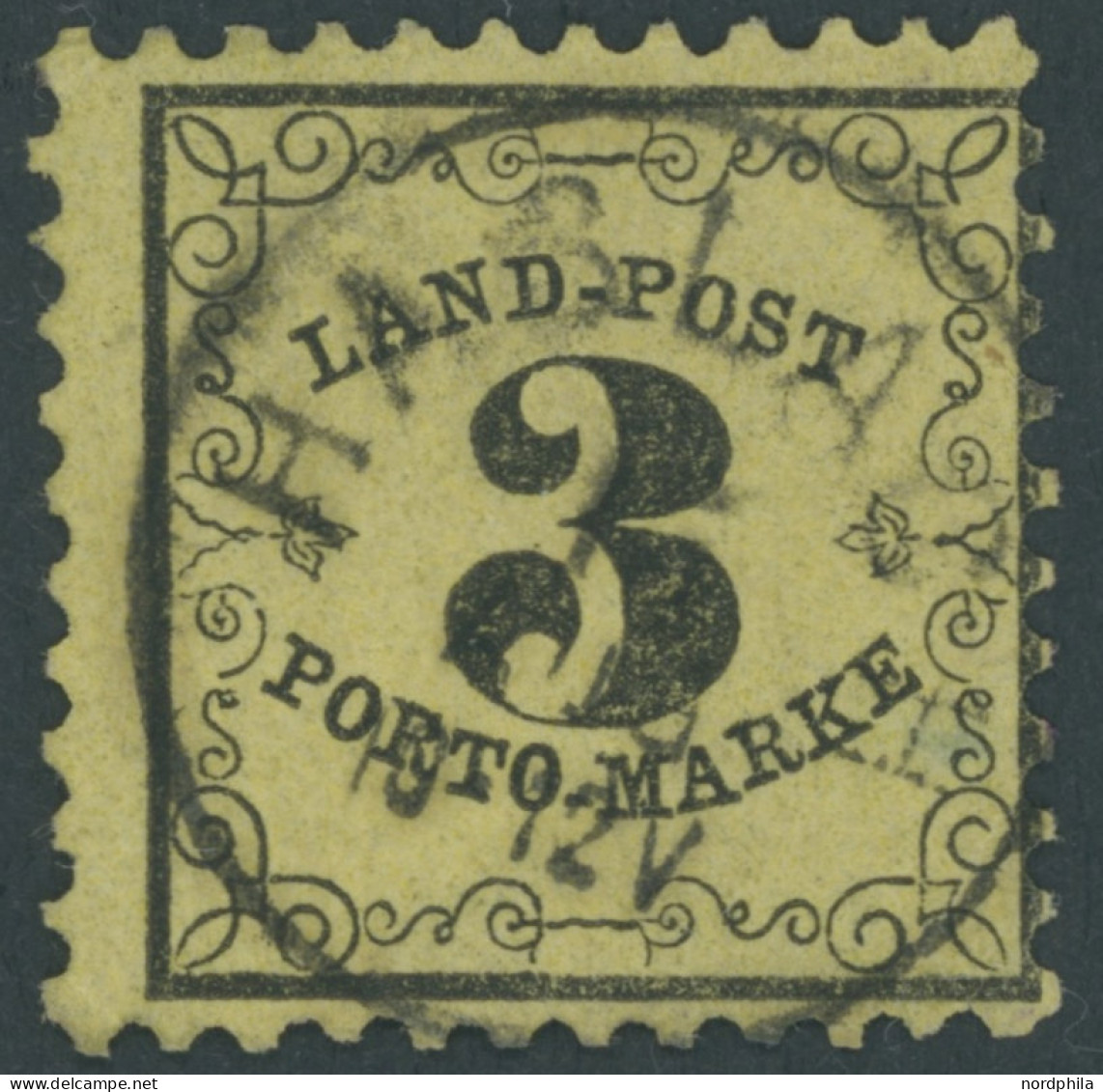 BADEN LP 2x O, 1863, 3 Kr. Schwarz Auf Gelb, Pracht, Gepr. Brettl, Mi. 150.- - Gebraucht
