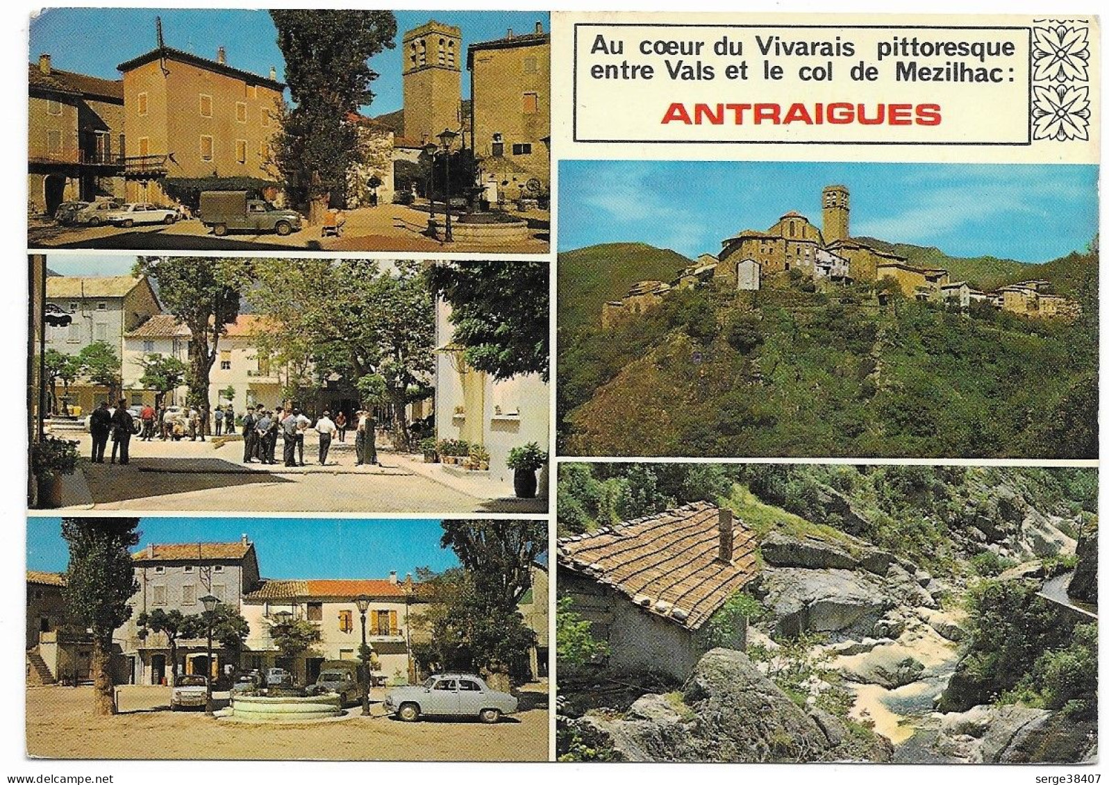 Antraigues - Place De La Résistance - Simca Aronde - Peugeot 403 Bâchée - N° A.732 # 2-23/28 - Sonstige & Ohne Zuordnung