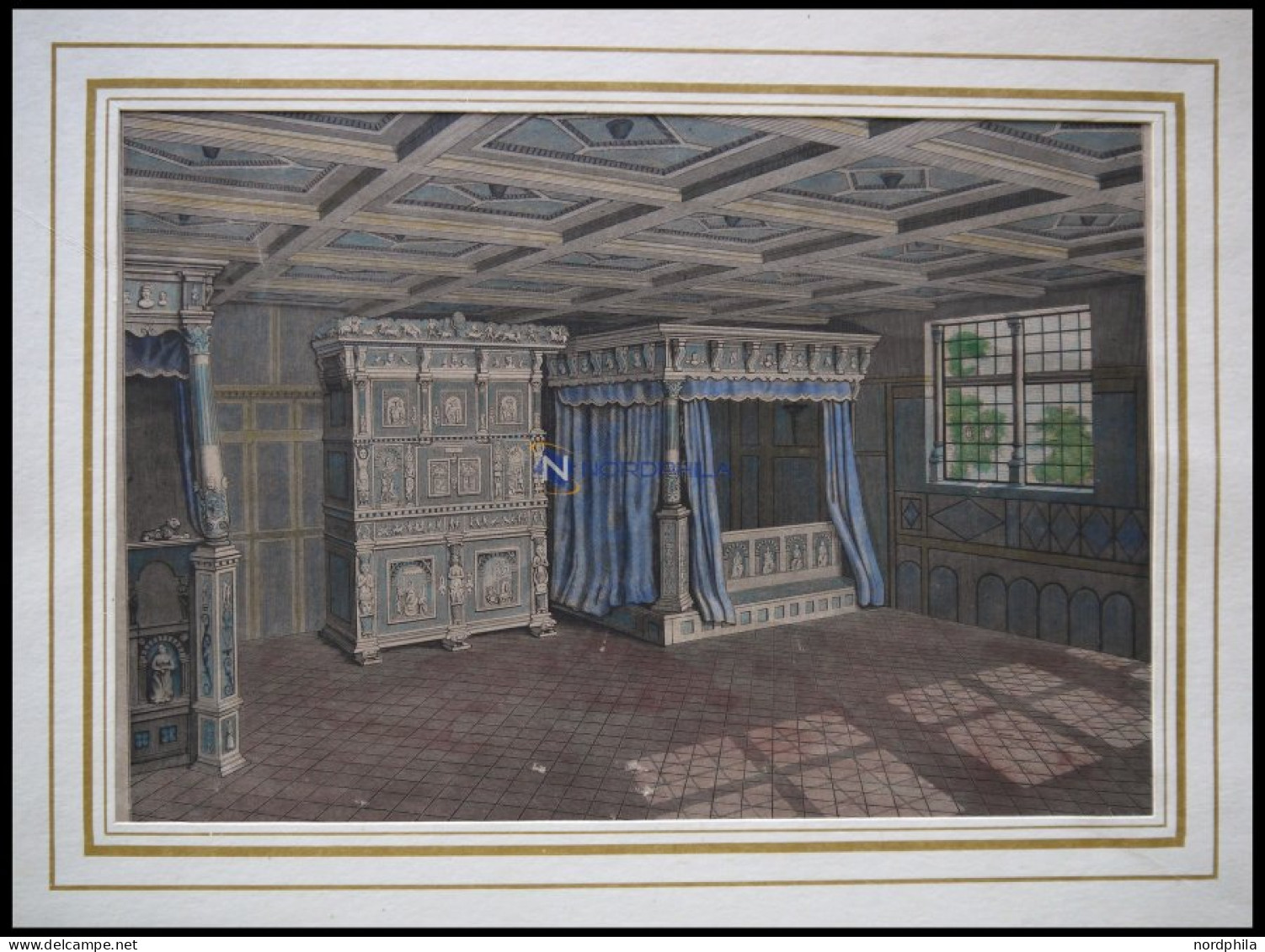 DITHMARSCHEN: Eine Bauernstube, Kolorierter Holzstich Um 1880 - Estampes & Gravures