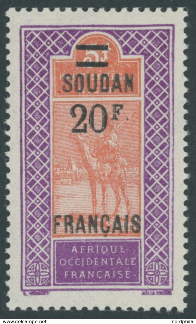 MALI 59 **, 1927, 20 Fr. Auf 5 Fr. Tuareg, Postfrisch, Pracht - Autres & Non Classés