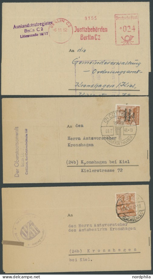 LOTS 1947-57, 17 Verschiedene Belege Behördenpost Nach Westdeutschland, Meist Prachterhaltung - Other & Unclassified