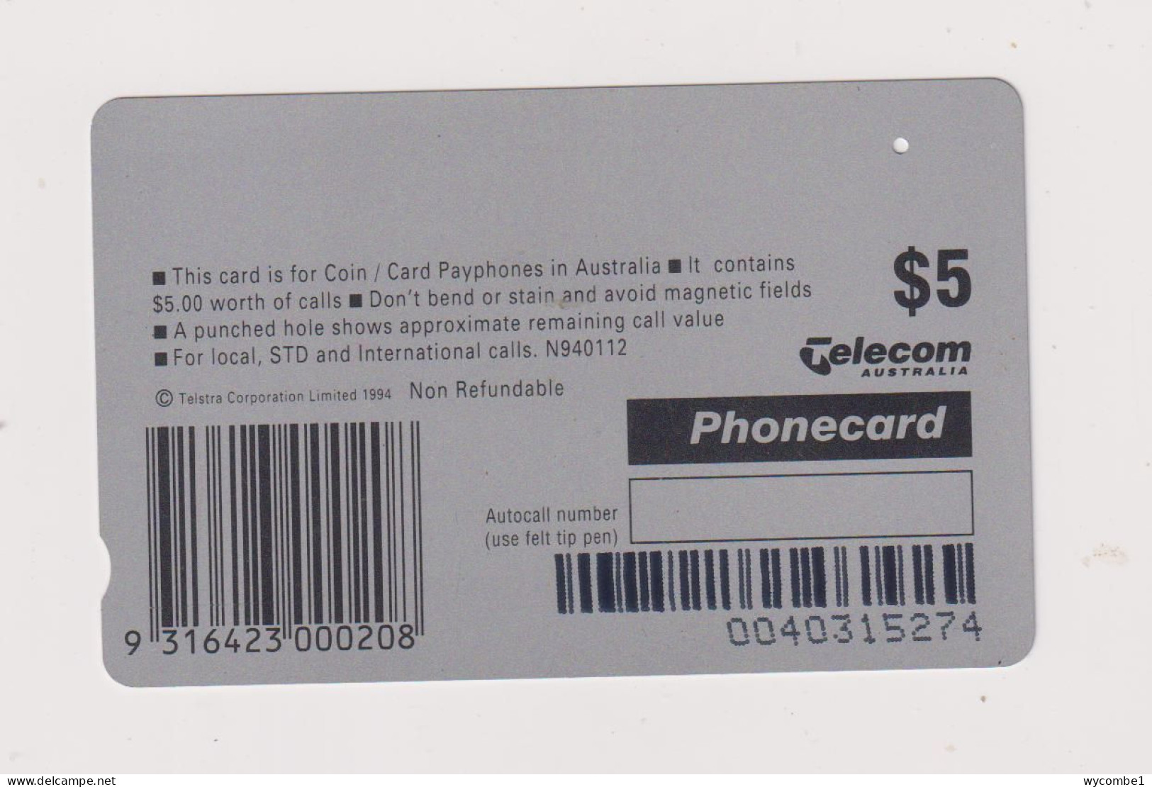 AUSTRALIA  - Bilby Magnetic Phonecard - Australien
