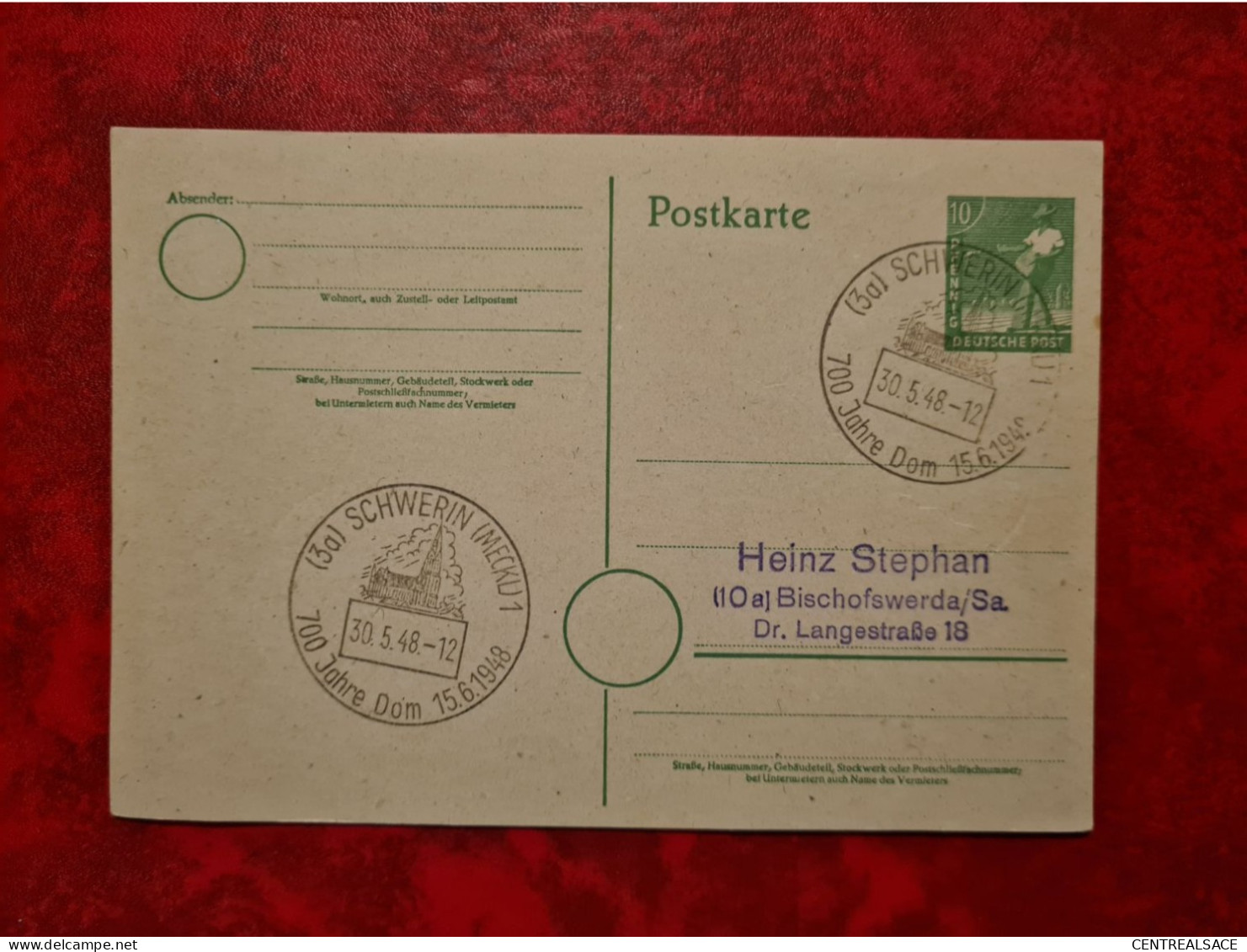 Lettre Allemagne 1948 CARTE ENTIER SCHWERIN 700 JAHRE DOM - Other & Unclassified