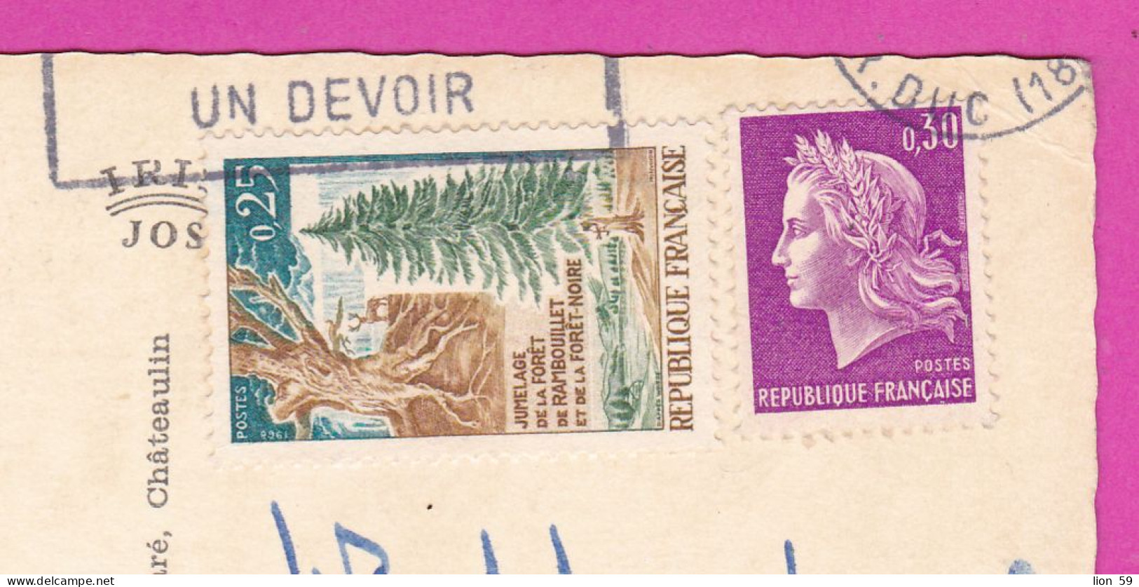 294189 / France - Locronan (Finistere) Auberge Saint-Ronan PC 1968 USED 0.25+0.30 Fr. Marianne De Cheffer Forêt Noire Fl - Lettres & Documents