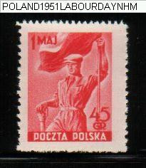 POLAND 1951 LABOUR DAY NHM Flag - Unused Stamps