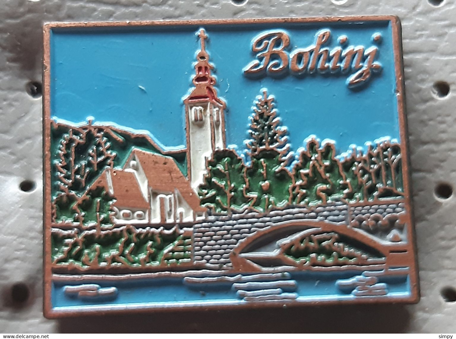 BOHINJ Lake Church  Coat Of Arms Slovenia Pin - Villes