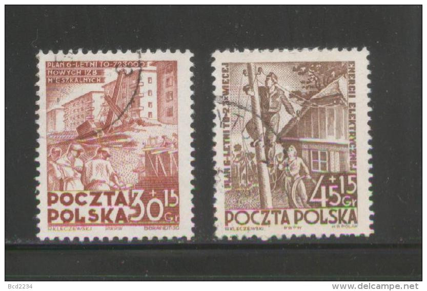 POLAND 1952 6 YEAR PLAN FOR ELECTRICAL ENERGY SERIES II USED Electricity Power Electrification - Used Stamps