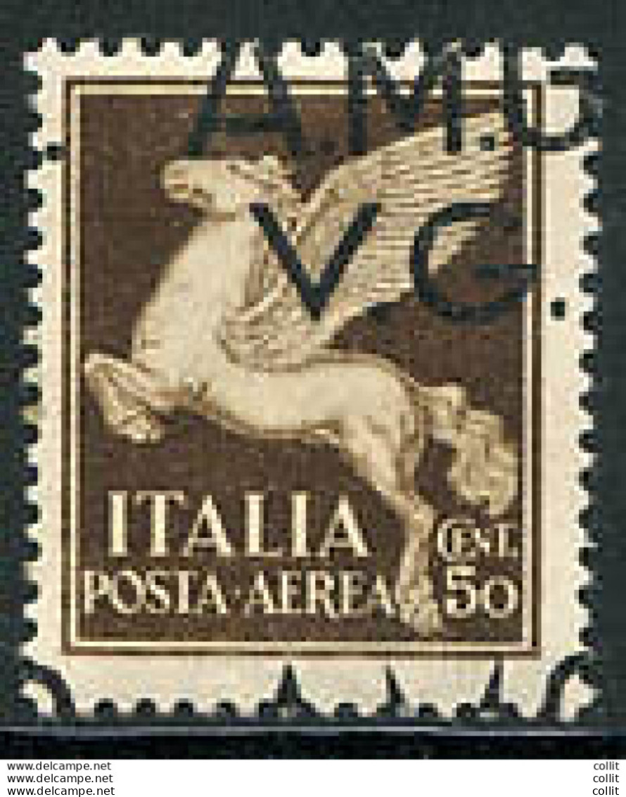 AMG. VG. - Posta Aerea Cent. 50 Soprastampa Spostata - Mint/hinged