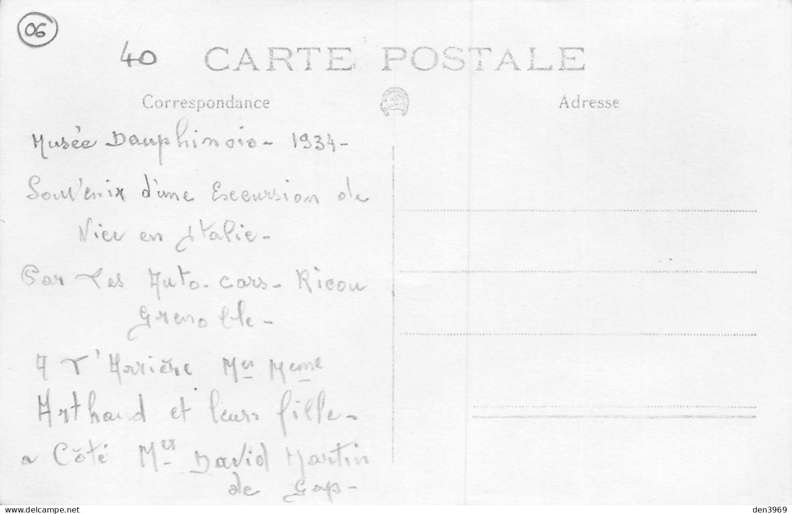 MONACO - MONTE-CARLO - Excursion En Autocar Ricou Grenoble, 12 Septembre 1934 - Carte-Photo, écrit (2 Scans) - Autres & Non Classés