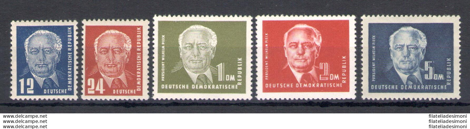 1950 DDR, Presidente W. Pieck, 5 Valori, Yvert N. 6-9A, MNH** - Autres & Non Classés