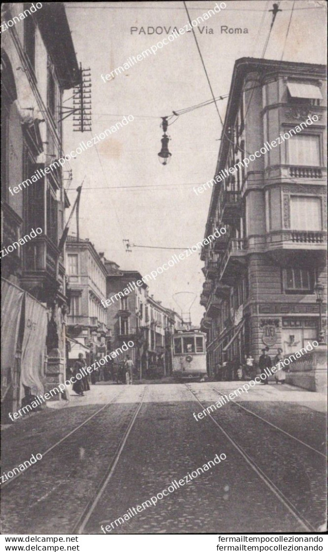 Am766 Cartolina Padova  Citta' Via Roma Tram 1918 - Padova (Padua)