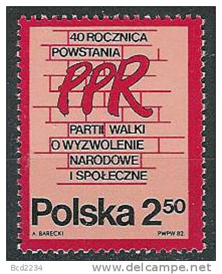 POLAND 1982 40TH ANNIVERSARY OF PPR POLISH WORKERS PARTY Communists Communism Soviet USSR Occupation In WW2 - Ungebraucht