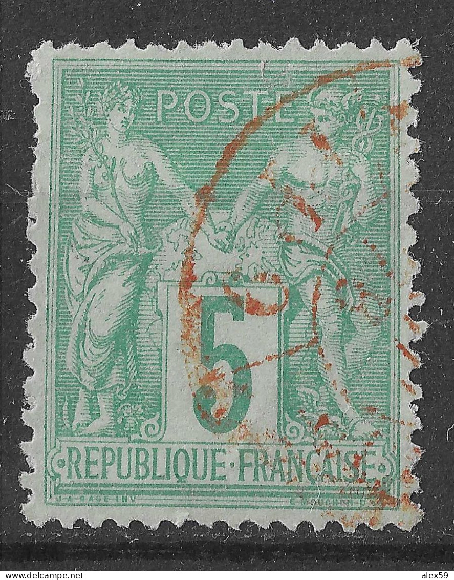 Lot N°77 N°75, Oblitéré Cachet A Date Rouge PARIS JOUNAUX PP 9 R. MONTAIGNE - 1876-1898 Sage (Type II)