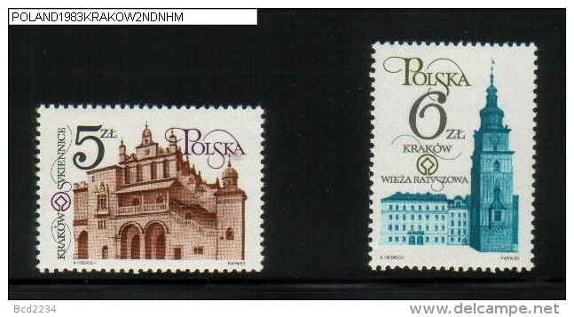 POLAND 1983 RENOVATION OF KRAKOW SERIES 2 SET OF 2 NHM UNESCO World Heritage Site Architecture - Ungebraucht