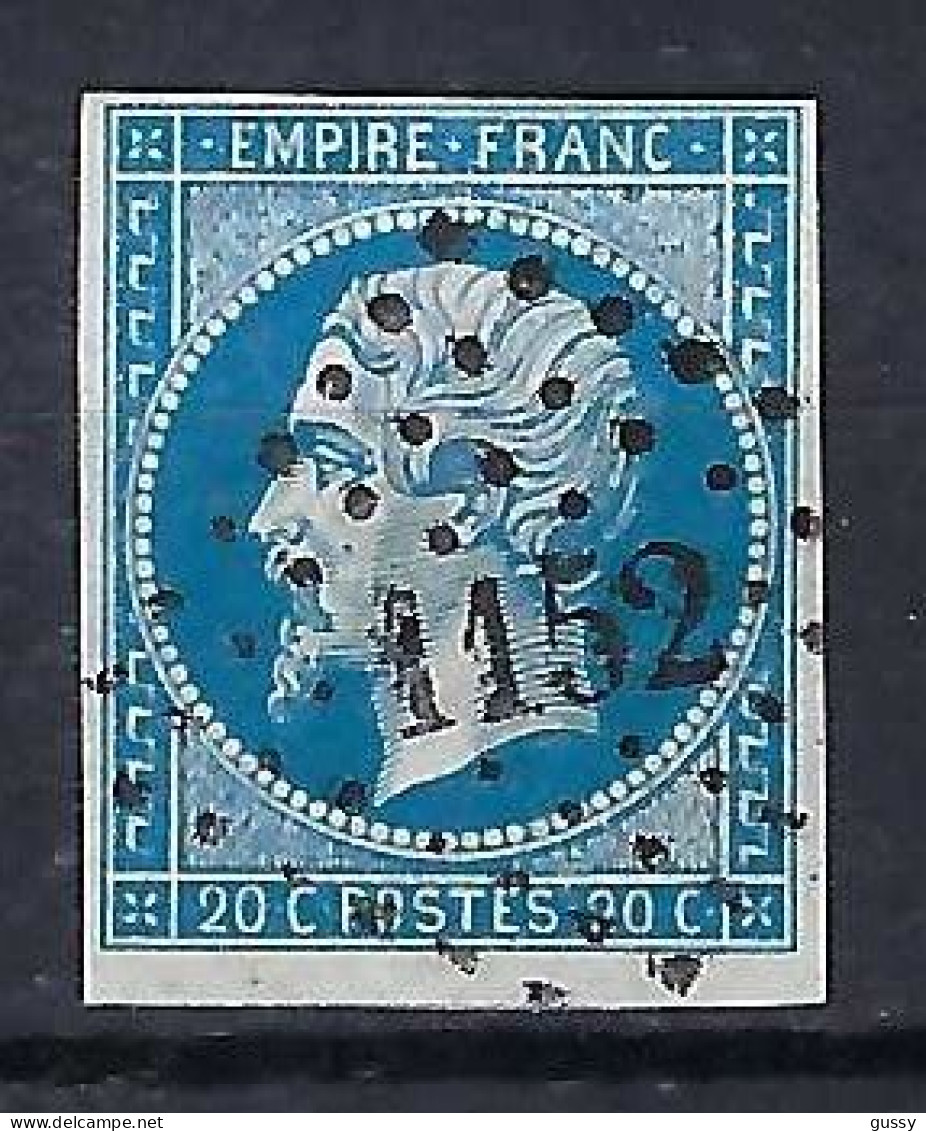 FRANCE Classique, B Obl. PC Des Villes Sur TP Isolés: PC 1152 (Dunkerque,1) Sur Y&T 14A - 1853-1860 Napoléon III.
