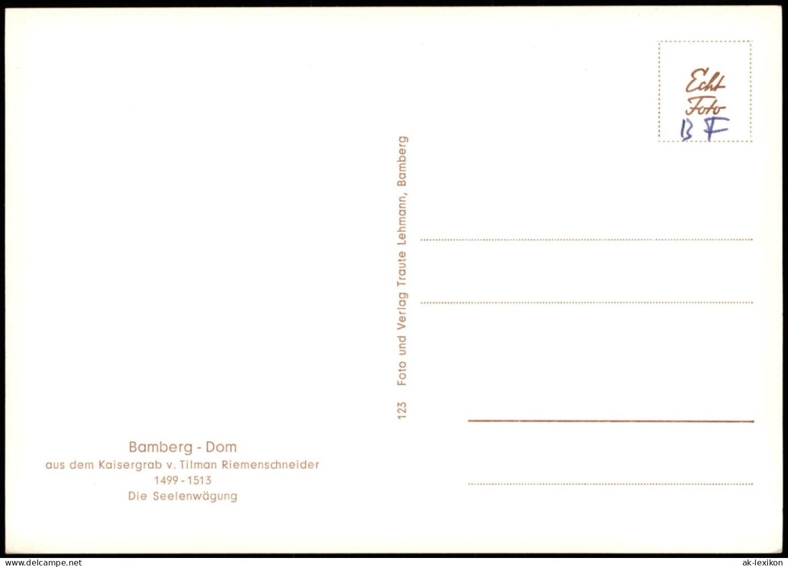 Bamberg Dom: Die Seelenwägung Aus Dem Kaisergrab V. Tilman Riemenschneider 1960 - Bamberg