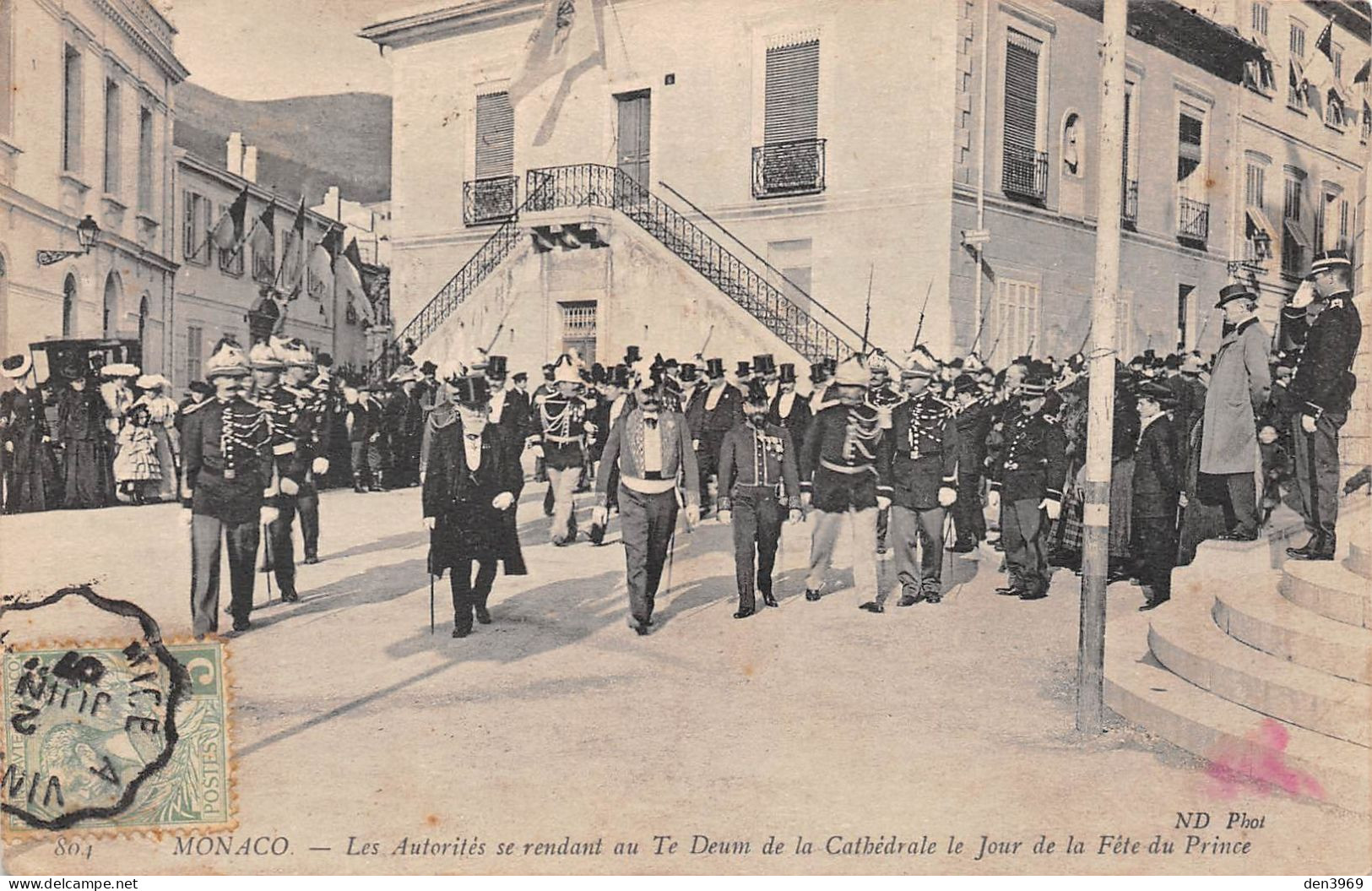 MONACO - Les Autorités Se Rendant Au Te Deum De La Cathédrale Le Jour De La Fête Du Prince - Voyagé 1907 (2 Scans) - Autres & Non Classés