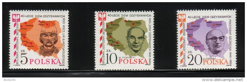 POLAND 1985 40TH ANNIVERSARY OF LIBERATION OR RETURN OF POLISH LANDS AT END OF WW2 NHM Maps - Unused Stamps