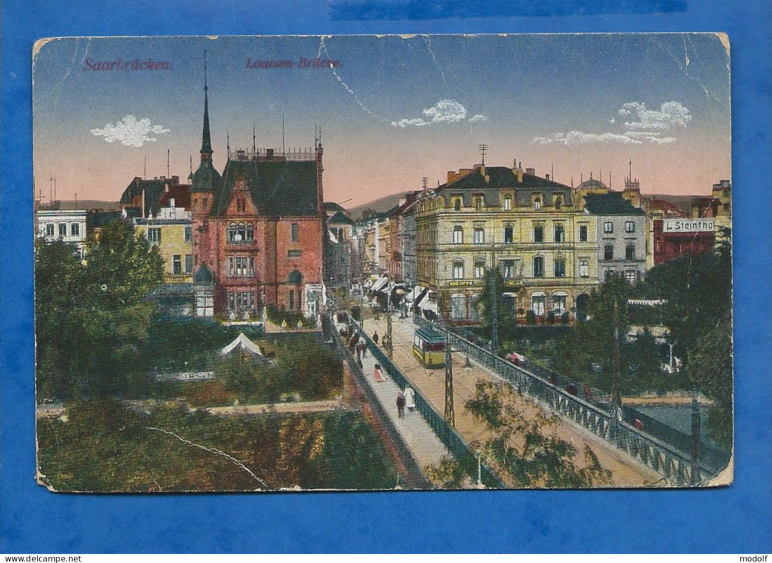 CPA - Allemagne - Saarbrücken - Louisen-Brücke - Colorisée - Circulée En 1919 - Saarbruecken