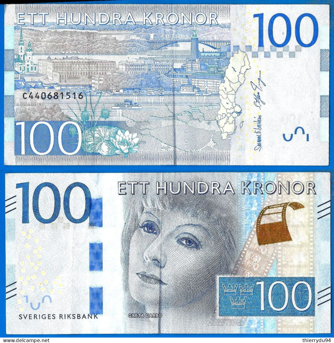 Suede 100 Couronnes 2016 Que Prix + Port Greta Garbo Kronor Sweden Sveriges - Suède