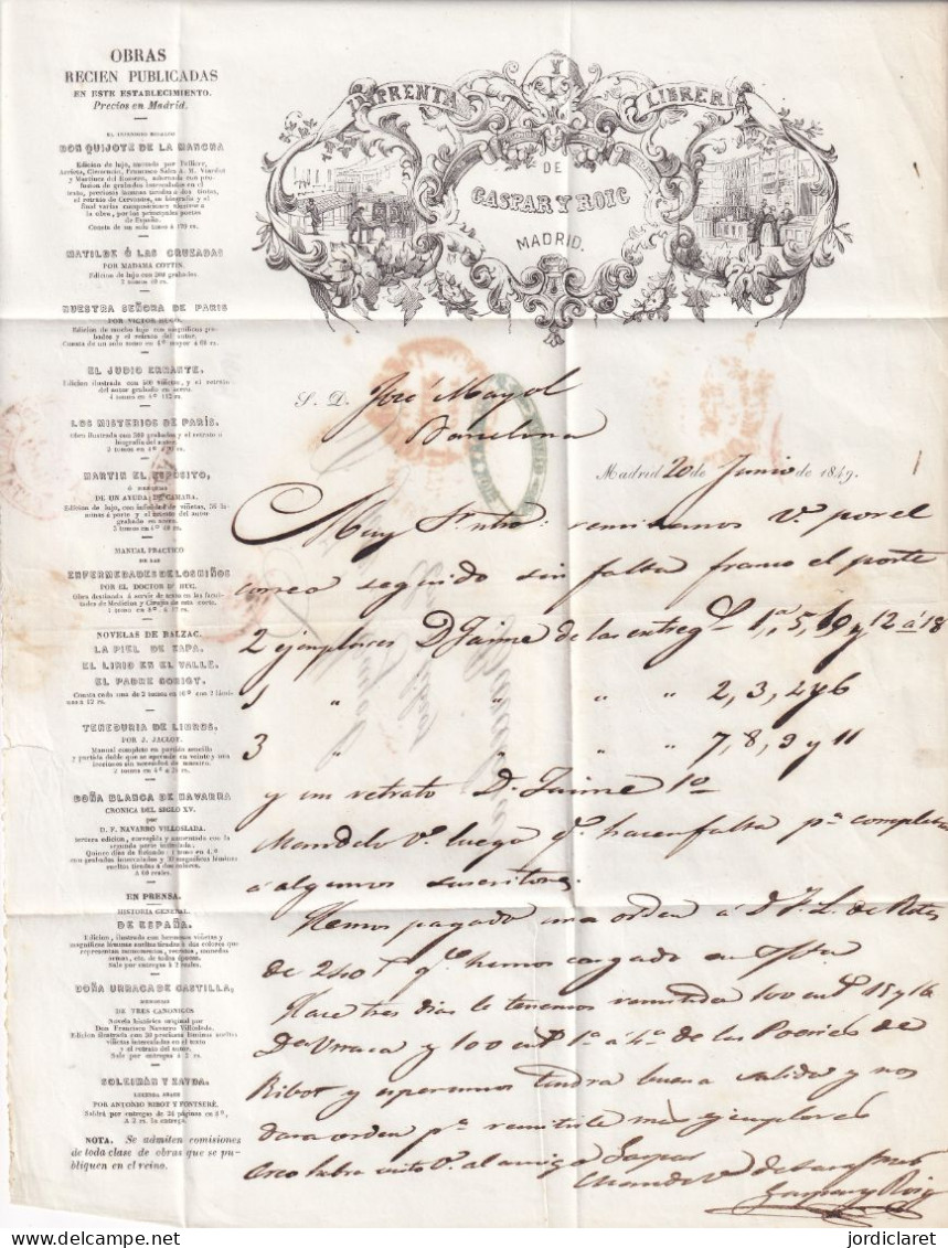 CARTA  COMERCIAL 1849    MADRID - ...-1850 Préphilatélie