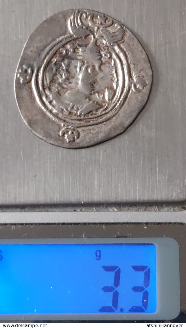 SASANIAN KINGS. Khosrau II. 591-628 AD. AR Silver Drachm Year 5 Mint MY - Oriental