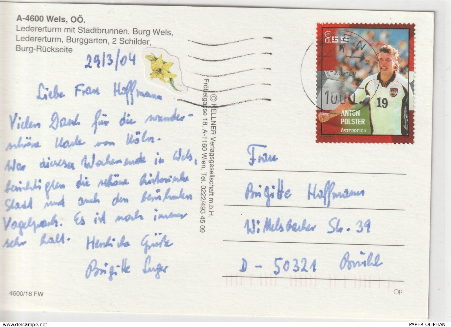 ÖSTERREICH - 2004, Michel 2469 ANTON / TONI POLSTER, AK-Einzelfrankatur - Lettres & Documents