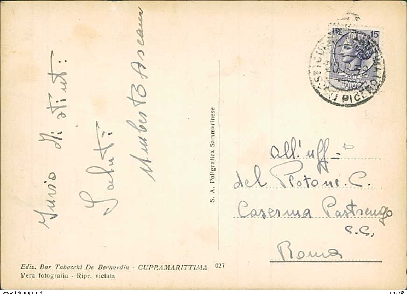 CUPRA MARITTIMA ( ASCOLI PICENO ) SALUTI / VEDUTINE / PIN UP - EDIZ. DE BERNARDIN - SPEDITA 1959 (20710) - Ascoli Piceno