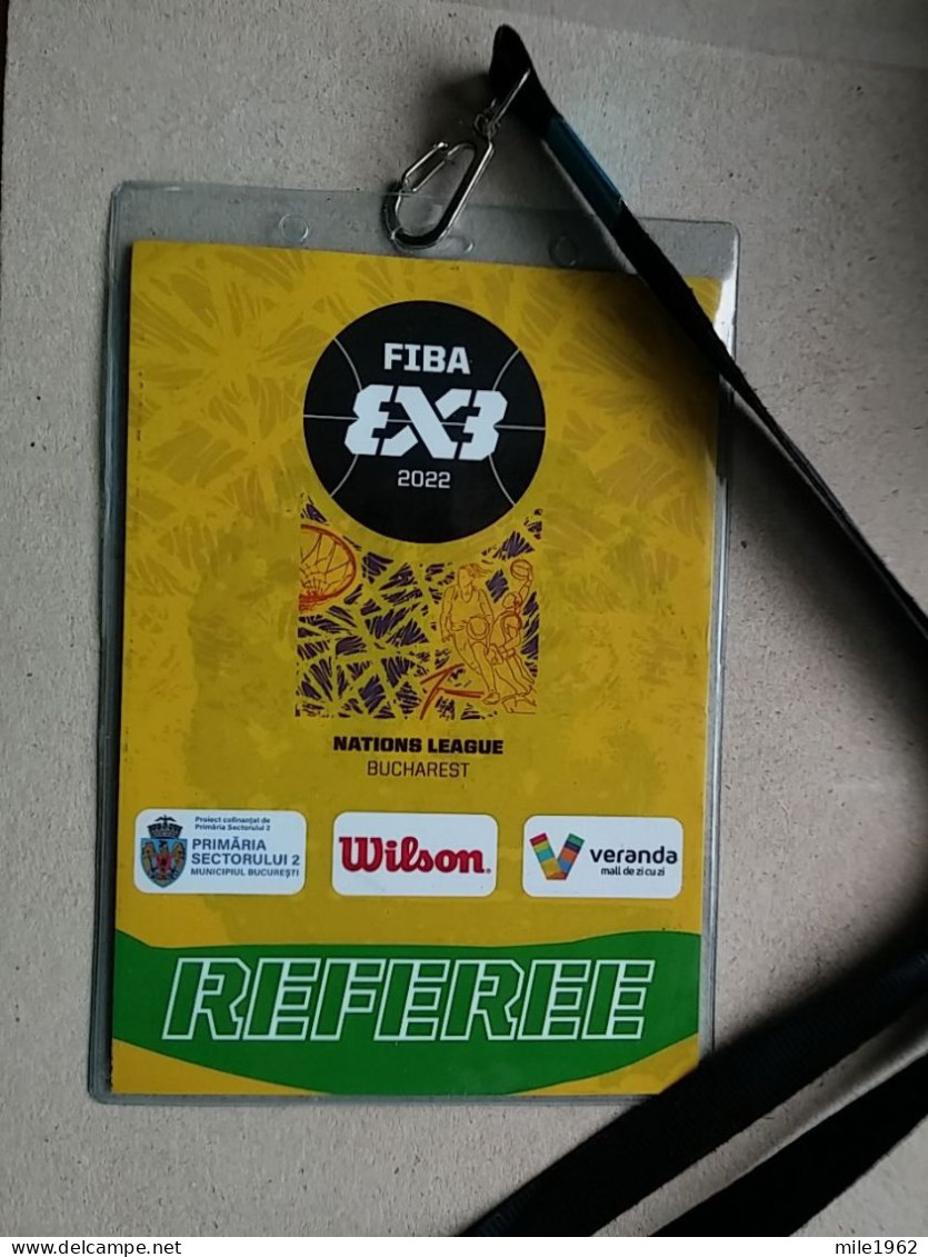 BASKETBALL FIBA 3X3 NATIONS LEAGUE 2022, REFEREE, Accreditation  - Abbigliamento, Souvenirs & Varie