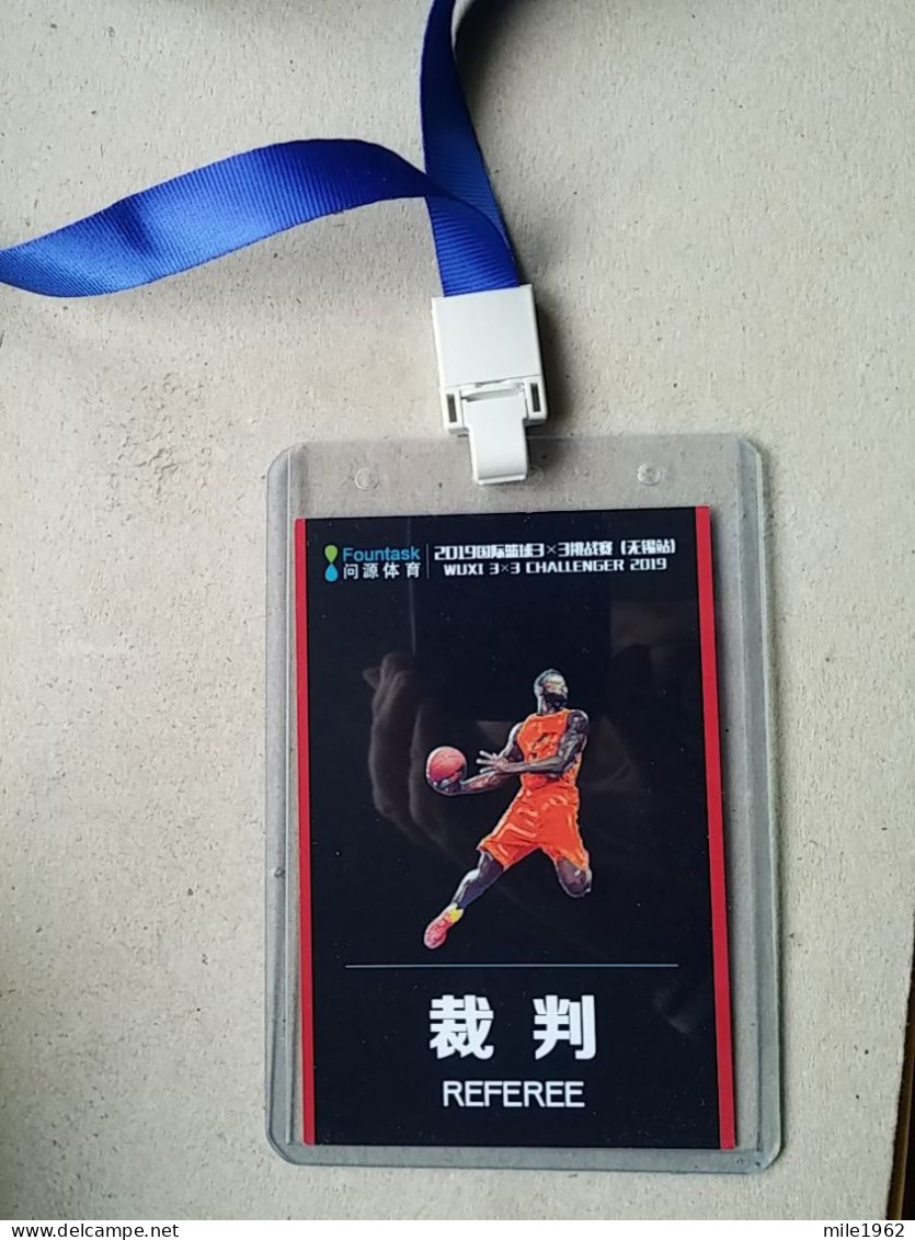 BASKETBALL WUXI 3X3 CHALLENGER 2019, REFEREE, Accreditation  - Bekleidung, Souvenirs Und Sonstige