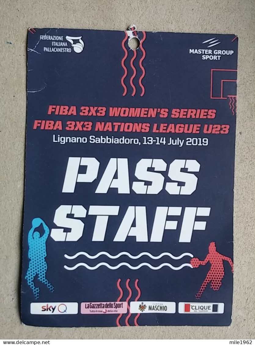 BASKETBALL  FIBA 3X3 WOMEN, NATIONS LEAGUE U23, LIGNANO 2019, Accreditation  - Kleding, Souvenirs & Andere