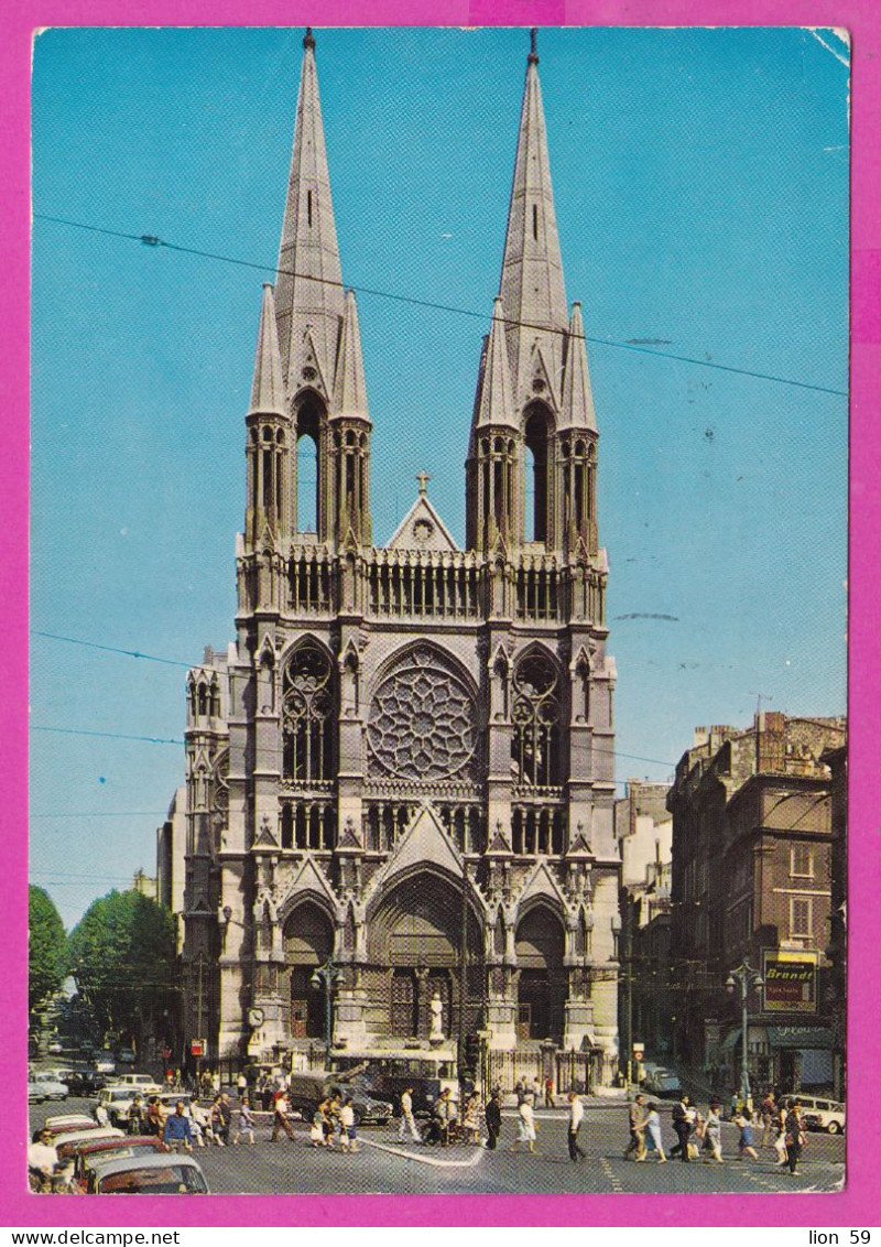 294192 / France - MARSEILLE Église Saint-Vincent-de-Paul PC 1969 USED 0.40 Fr. Marianne De Cheffer Flamme Zip Code - 1967-1970 Marianne Van Cheffer