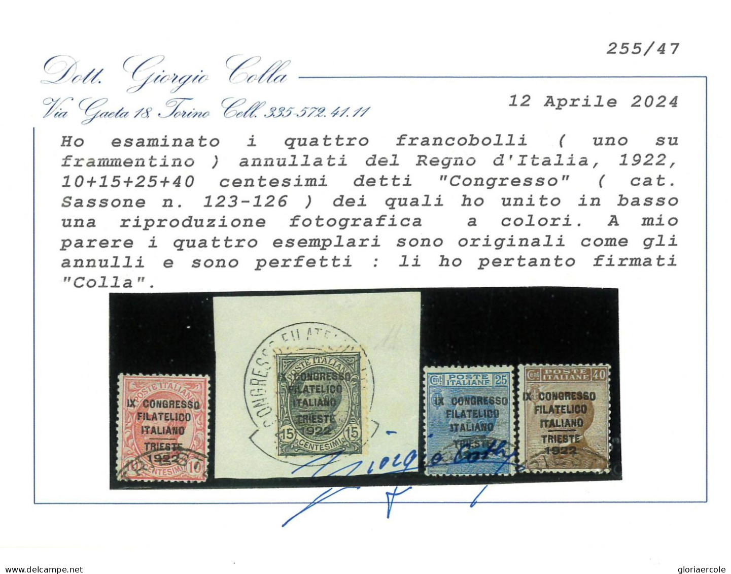 P3102 B - ITALIA REGNO, IX CVONGRESSO FILATELICO TRIESTE 1922 SASSO 123/6 LEGGERMENTE USATI, - Used