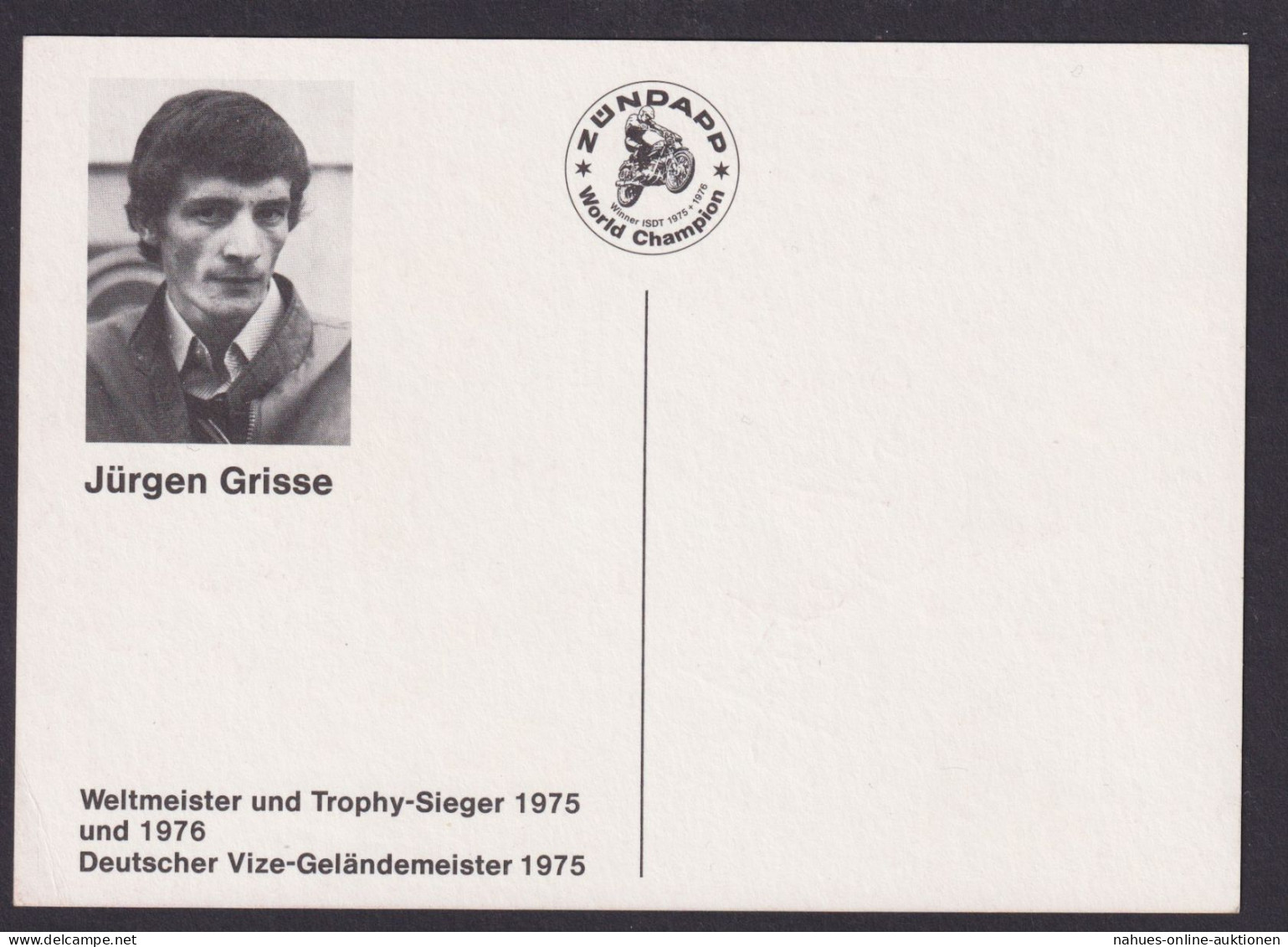 Autograph Autogramm Sport Motorrad Reklame Zündapp Jürgen Grisse Weltmeister - Other & Unclassified
