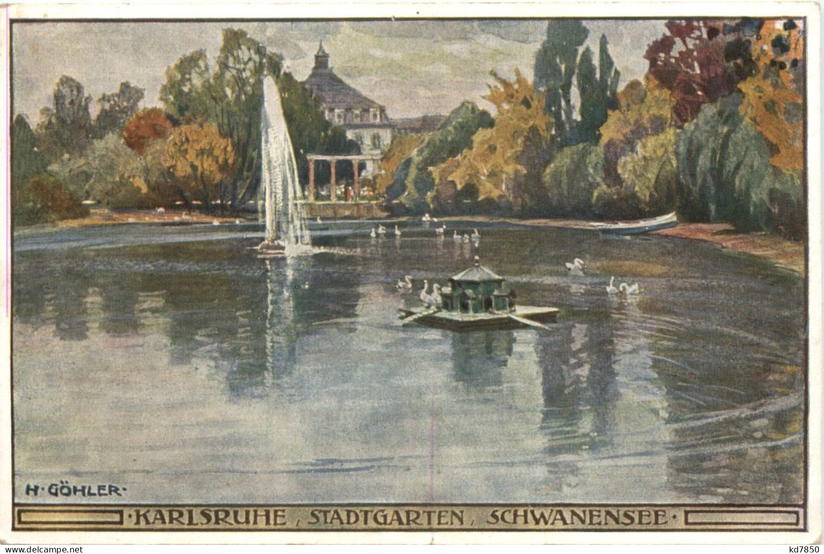 Karlsruhe - Künstler Ak H. Göhler - Stadtgarten - Karlsruhe