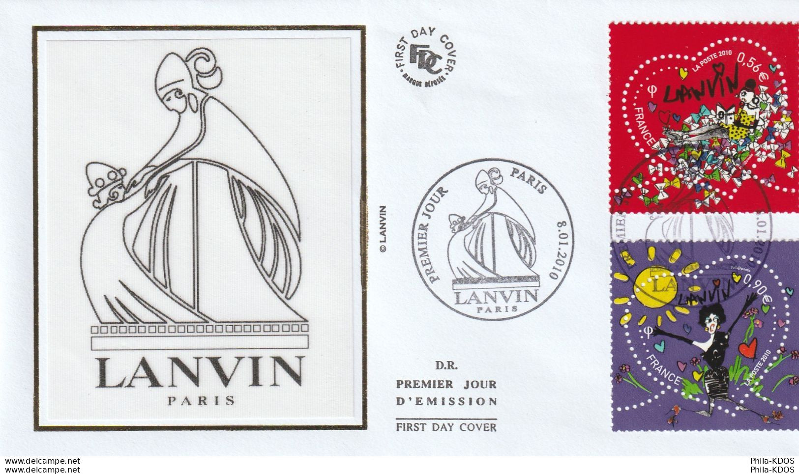 2010 " SAINT VALENTIN COEURS DE LANVIN " Sur Enveloppe 1er Jour. N° YT 4431 4432. Parfait état. FDC à Saisir !!! - 2010-2019