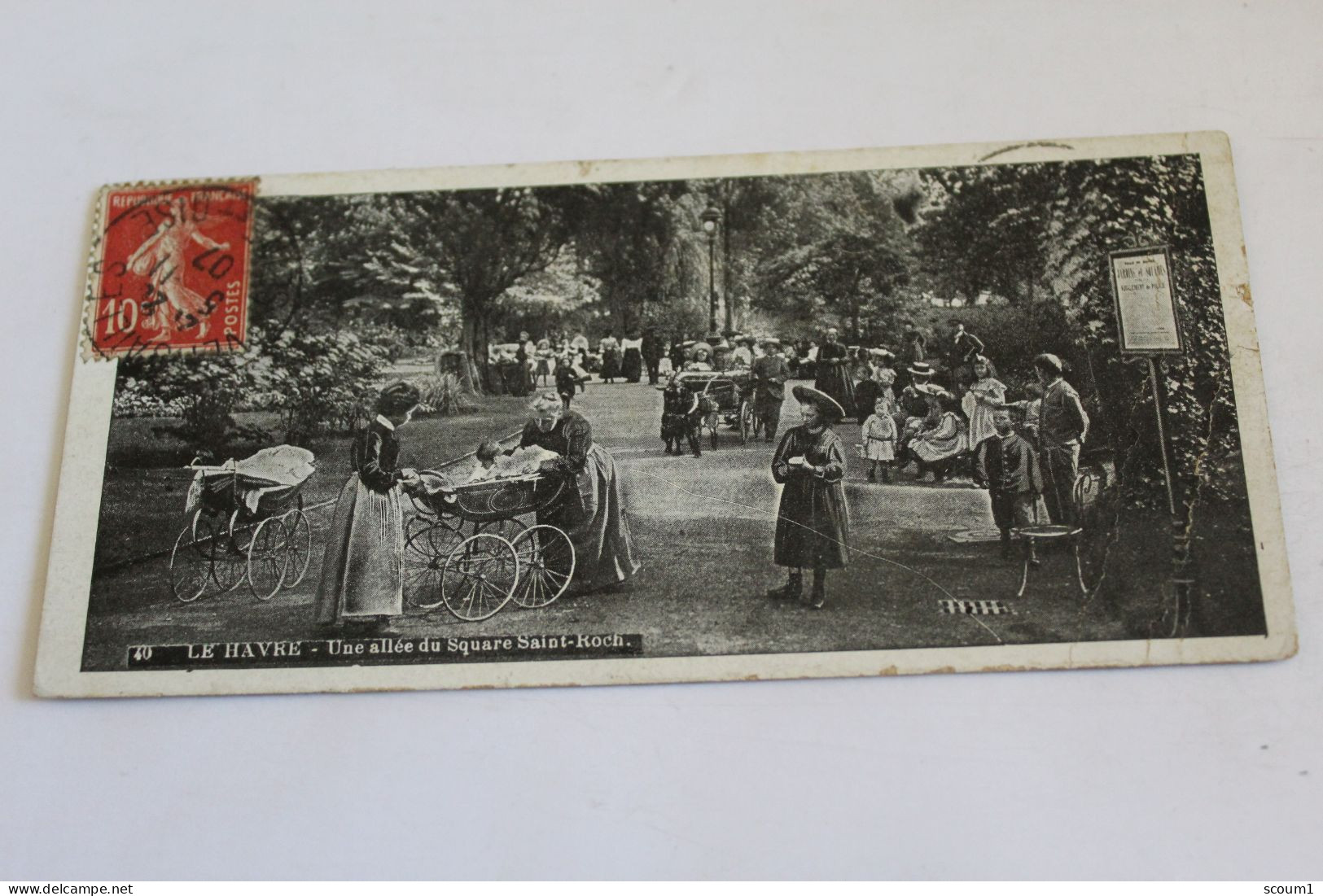 Le Havre Une Allee Du Square Saint Rock Animee Enfants Nourisses 1907 Petite Carte - Square Saint-Roch