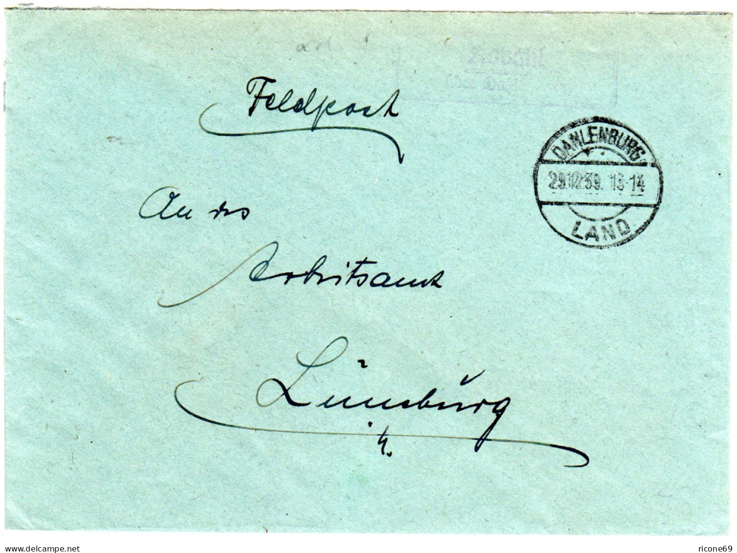 DR 1939, Landpost Stpl. KOVAHL über Dahlenburg Auf Feldpost-Brief  - Lettres & Documents