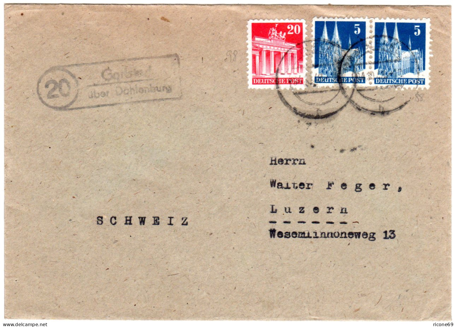 1948, Landpost Stpl. GARLSTORF über Dahlenburg Auf Brief M. 20+2x5 Pf. - Cartas & Documentos