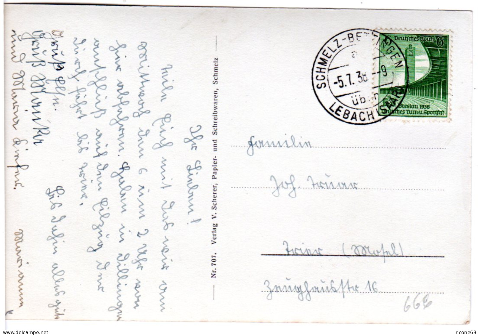 Schmelz - Saar, 1938 Gebr. Sw-AK M. Stpl. Schmelz-Bettingen über Lebach. - Other & Unclassified
