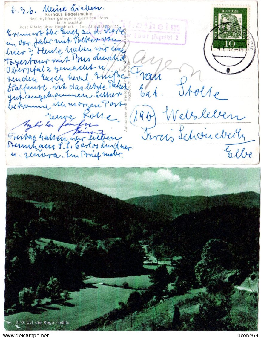 BRD 1962, Landpost Stpl. 13a THALHEIM über Lauf (Pegnitz) 2 Auf Sw-AK M. 10 Pf - Other & Unclassified