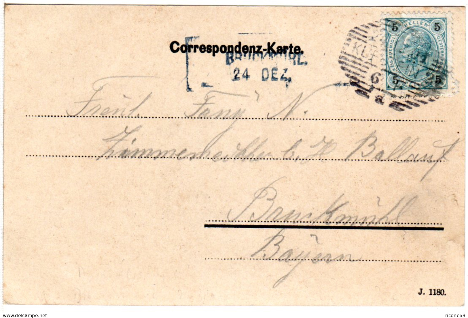 Bayern 1901, L2-Aushilfstempel BRUCKMÜHL Als Ank.Stpl. Auf AK M. Österreich 5 H. - Lettres & Documents