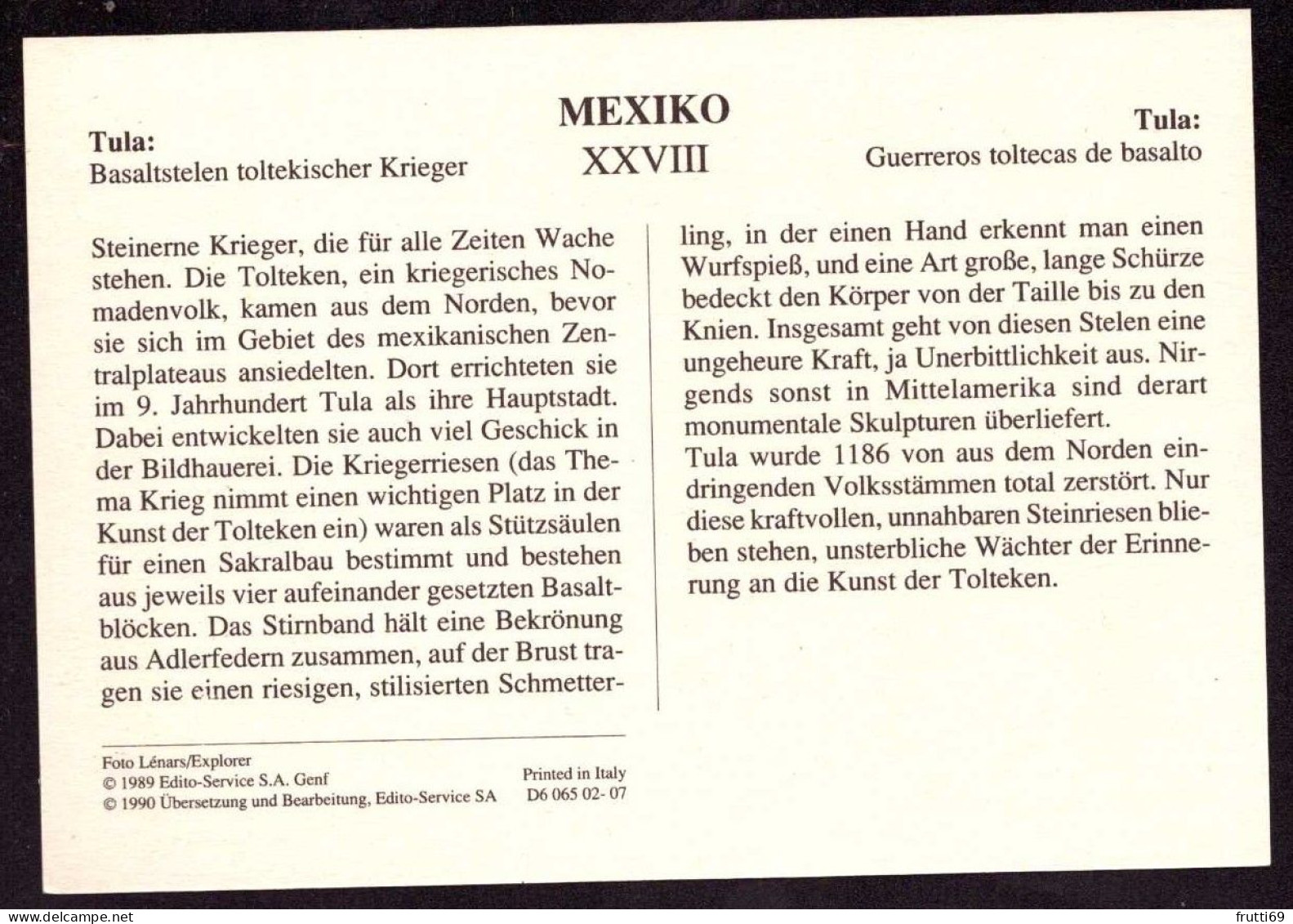AK 211908 MEXICO - Tula - Basaltstelen Toltekischer Krieger - Mexique
